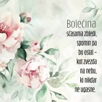 Nagrobna sveča Premium z rožnim motivom in verzom Bolečina sčasoma zbledi